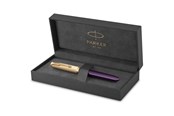 Przybory do pisania i rysowania - Parker 51 Fountain Pen | Deluxe Plum Barrel with Gold Trim | Fine 18k Gold Nib with Black Ink Cartridge | Gift Box - 2123516