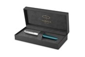 Przybory do pisania i rysowania - Parker 51 Fountain Pen | Teal Blue Barrel with Chrome Trim | Fine Nib with Black Ink Cartridge | Gift Box - 2123506
