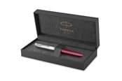 Przybory do pisania i rysowania - Parker 51 Fountain Pen | Burgundy Barrel with Chrome Trim | Fine Nib with Black Ink Cartridge | Gift Box - 2123496