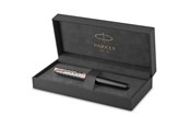 Przybory do pisania i rysowania - Parker Sonnet Fountain Pen | Premium Metal and Grey Satin Finish with Rose Gold Trim | Fine 18k Gold Nib with Black Ink Cartridge | Gift Box - 2119788