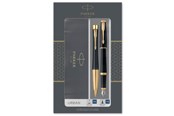 Przybory do pisania i rysowania - Parker Urban Duo Gift Set with Ballpoint Pen & Fountain Pen | Muted Black with Gold Trim | Blue Ink Refill & Cartridge - 2093381