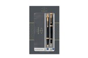 Przybory do pisania i rysowania - Parker IM Duo Gift Set with Ballpoint Pen & Fountain Pen | Gloss Black with Gold Trim | Blue Ink Refill & Cartridge | Gift Packaging - 2093216