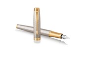 Przybory do pisania i rysowania - Parker IM Fountain Pen | Premium Warm Silver | Fine Nib with Blue Ink Refill | Gift Box - 1931684