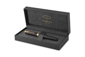 Przybory do pisania i rysowania - Parker Sonnet Fountain Pen | Matte Black Lacquer with Gold Trim | Medium Nib | Gift Box - 1931517