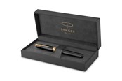 Przybory do pisania i rysowania - Parker Sonnet Fountain Pen | Black Lacquer with Gold Trim | Medium Nib | Gift Box - 1931495