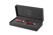 Przybory do pisania i rysowania - Parker Sonnet Ballpoint Pen | Red Lacquer with Gold Trim | Medium Point Black Ink | Gift Box - 1931476