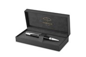 Przybory do pisania i rysowania - Parker Duofold Ballpoint Pen | Classic Black with Palladium Trim | Medium Point Black Ink Refill | Premium Gift Box - 1931390