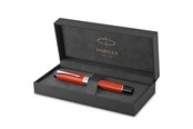 Przybory do pisania i rysowania - Parker Duofold Centennial Fountain Pen | Classic Big Red Vintage | Medium Solid Gold Nib | Black Ink and Convertor | Premium Gift Box - 1931376