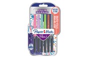 Przybory do pisania i rysowania - Paper Mate Flair Metallic Felt Tip Pens | Glittery Ink Shines on White Paper | Assorted Colours | Medium Point (0.7mm) | 6 Count - 2137361
