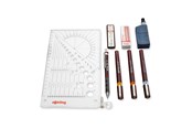 Przybory do pisania i rysowania - Rotring Isograph Fineliner Pen & Pencil College Set | 3 Technical Pens (0.20mm 0.40mm 0.60mm) and Mechanical Pencil (0.5mm) + Accessories - S0699390