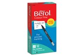 Materialy hobbystyczne - Berol Markery do kolorowania z końcówką filcową Fine Point (0,6 mm) zmywalne, czarne, 12 sztuk - 2141503