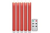Lampy - Goobay Set of 5 red LED real wax rod candles incl. remot - 4040849539435