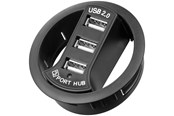 USB hub - Pro 3 port USB 2.0 Hi Speed In-Desk HUB black - to be USB hub - 3 - USB 2.0 - Czarny - 4040849938931