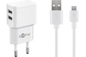 Telefon - Adapter i Ladowarka - Pro Dual Micro USB charger set 2.4 A - 4040849449857
