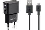 Telefon - Adapter i Ladowarka - Pro Dual Micro USB charger set 2.4 A - 4040849449840