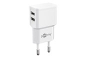 Telefon - Adapter i Ładowarka - Goobay Dual USB charger 2.4 A (12W) white - 44952