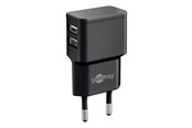 Telefon - Adapter i Ładowarka - Goobay Dual USB charger 2.4 A (12W) black - 44951