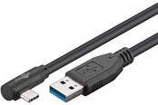 Kabel USB - Pro USB-A <-> USB-C - 90° - 1.5m - USB 3.2 Gen 1 - Czarny - PUSB3.2G1-AC-1x90-BLK-1.5M
