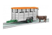 Samochody i pojazdy - Bruder Livestock trailer with 1 cow - 02227