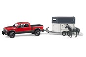 Samochody i pojazdy - Bruder RAM 2500 Power Wagon with horse trailer and horse - 02501