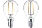 Zarówka LED - Philips Żarówka światła LED Classic Mini-ball 2W/827 (25W) Clear 2-pack E14 - 929001238698