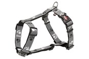 Psy - Trixie Silver Reflect H-harness M–L: 50–75 cm/25 mm black/silver grey - TX12233