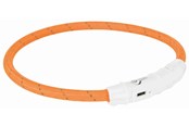 Psy - Trixie Flash Light Ring USB Illuminated Dog Safety Collar Orange Size M-L 7mm 45cm - TX12704