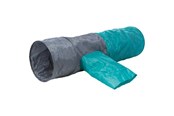 Koty - Trixie Playing tunnel with 4 entrances plush ø 30 × 115 cm dark grey/petrol - TX4302
