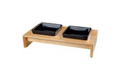Psy - Trixie Bowl set ceramic/wood 2 × 0.4 l/13 × 13 cm/36 × 7 × 19 cm black - TX24821