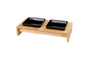 Psy - Trixie Bowl set ceramic/wood 2 × 0.2 l/10 × 10 cm/28 × 5 × 15 cm black - TX24820