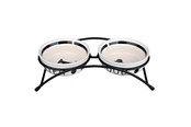 Psy - Trixie Food/Water bowl set ceramic/metal 2 × 0.25 l/ø 13 cm/27 × 7 × 14 cm white/black - TX24640