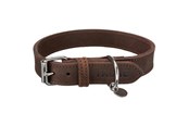 Psy - Trixie Rustic fatleather collar M: 37–44 cm/25 mm dark brown - TX19006