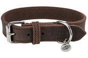 Psy - Trixie Rustic fat leather collar S–M: 34–40 cm/25 mm dark brown - TX19005