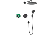 Prysznic i akcesoria do montażu - Hansgrohe Croma 280 shower system 1jet with Ecostat S matte black - 27961670