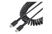 Kabel USB - StarTech.com 3ft (1m) USB C Charging Cable Coiled Heavy Duty Fast Charge & Sync USB-C Cable USB 2.0 Type-C Cable Rugged Aramid Fiber Durable Male to Male USB Cable Black - R2CCC-1M-USB-CABLE