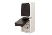 Przelaczniki - Gripo Socket outlet with switch IP54 vertical, Grey/black - 5704587036814