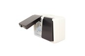 Przelaczniki - Gripo Socket double IP54 horizontal, Black/grey - 5709119079857
