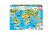 Puzzle - Educa 150 World Map Animals Puzzle 3D - 018115