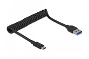 Adapter Sieciowy (karta sieciowa, serwer druku, itp.) - DeLOCK USB 3.1 Gen 2 Coiled Cable Type-A male to Type-C male - 85349