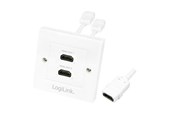 Akcesoria sieciowe - LogiLink AH0015 HDMI wall plate 2-port with 2x HDMI-A cable F/F 4K/30 Hz white - AH0015