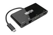 Stacja dokująca - Tripp Lite USB 3.1 Gen 1 USB-C Adapter Converter Thunderbolt 3 Compatible 4K @ 30Hz - HDMI VGA USB-A Hub Port and Gigabit Ethernet Black - docking station - USB-C 3.1 - VGA HDMI - GigE - U444-06N-HV4GUB