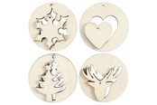 Zawieszki i zaczepy - Creativ Company Wooden Christmas Pendants 2in1 8st. - 565090
