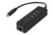 USB hub - LogiLink USB 3.2 Gen 1 USB-C adapter to 1x RJ45 and 3x USB 3.0 USB hub - 3 - Czarny - UA0283