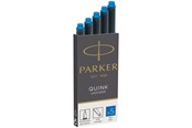 Przybory do pisania i rysowania - Parker Fountain Pen Ink Refill Cartridges | Long | Washable Blue QUINK Ink | 5 Count - 1950383