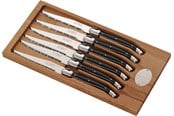 Przybory kuchenne - Jean Dubost Knive sort i oliventræ-æske 6stk Laguiole - JL0060014L02051
