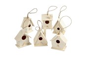 Zawieszki i zaczepy  - Creativ Company Birdhouse Wood 7cm 6pcs. - 575770