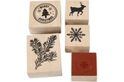 Artykuly Artystyczne & Rzemieslnicze - Creativ Company Wooden Stamp Set Christmas 5pcs. - 27573