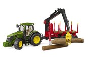 Samochody i pojazdy - Bruder John Deere 7R 350 with forestry trailer and 4 trunks - BR3154