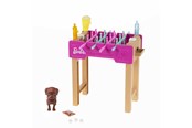 Lalka, miś i akcesoria - Barbie Mini Playset With Pet Accessories And Working Foosball Table - GRG77