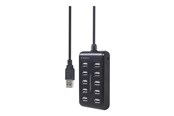 USB hub - Gembird UHB-U2P10P-01 - hub - 10 ports USB hub - 10 - Czarny - UHB-U2P10P-01